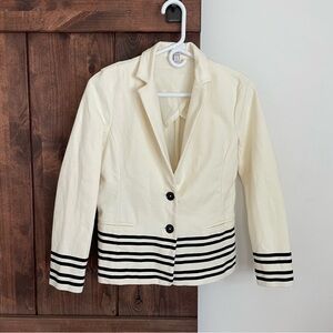 J Crew Schoolboy Blazer Womens Small Academy Cream Navy stripe Career